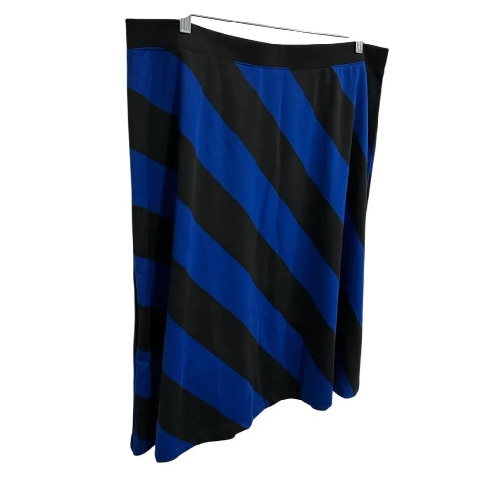 Liz Claiborne NWT Womens Blue Black Striped A-Line Skirt Size 1X
